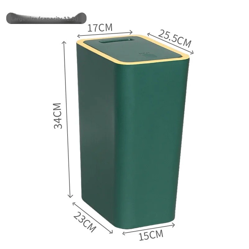 Large Capacity Kitchen Bathroom Trash Can Press Type for Home Use with Lid Toilet Hand Free Garbage Can Living Room: Beige / 20L