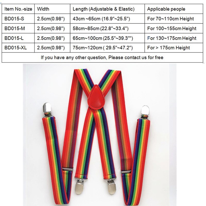 Tirantes Arcoiris de piel sintética para niños, tirante ajustable cruzado, falda, tirantes, BD015