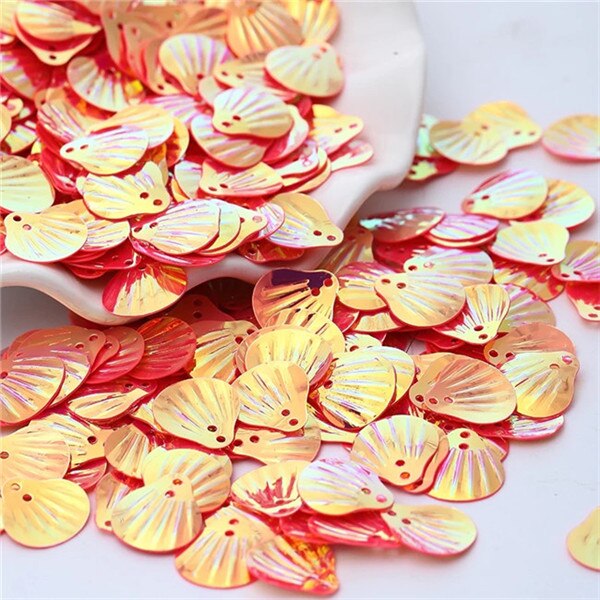 300pcs/Lot 13mm Gold Undertone Shell shape Loose Sequins Wedding confetti DIY Sewing Material Party decoration Accessories: Melon red
