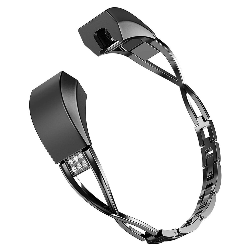 Pour Fitbit Alta hr bande en acier inoxydable Rose or argent métal Bracelet de remplacement bandes pour Fitbit Alta accessoires: Black