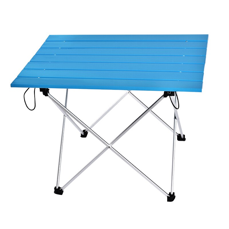 Høj styrke bærbar ultralet aluminiumslegering foldebord sammenfoldeligt udendørs camping middagsbord til familie fest picnic bbq: L størrelse blå