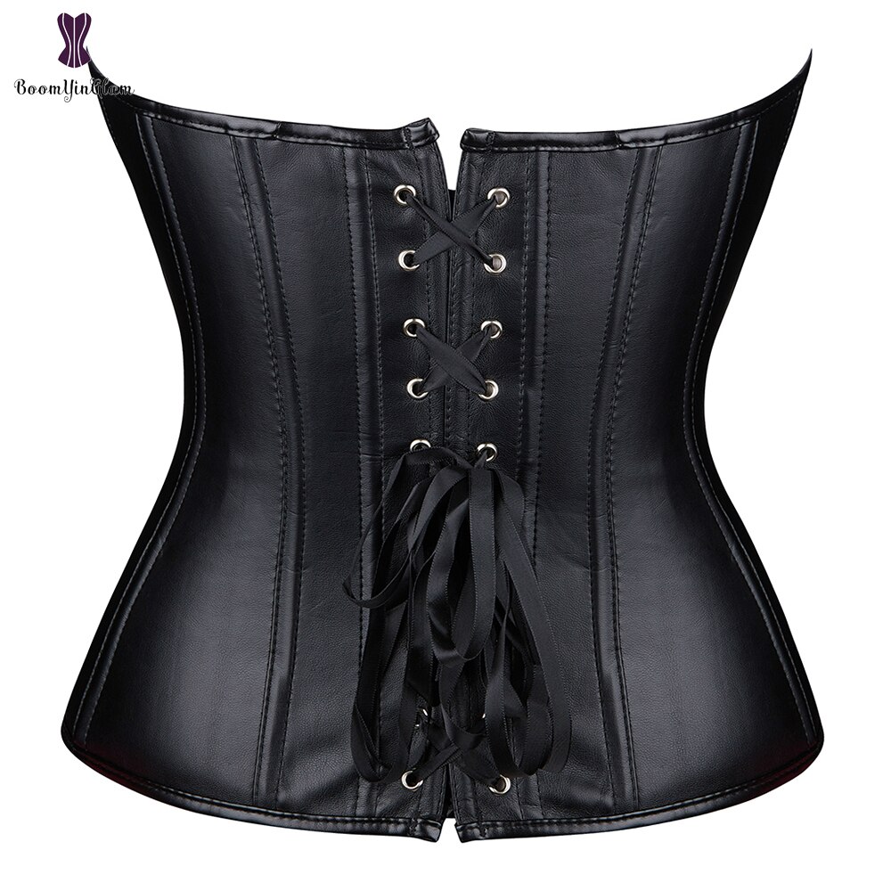 Læder overbust korset lynlås lynlås bustier top showgirl natklubtøj sexet gotisk steampunk gorset plus størrelse talje shaper