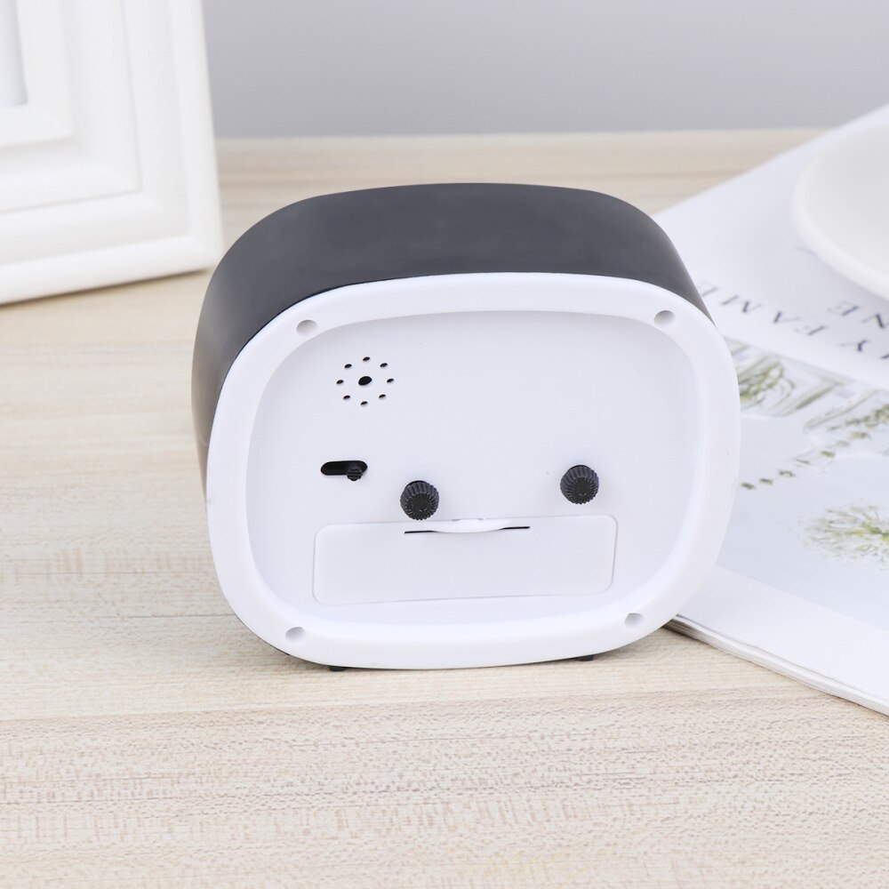 Simple Square Plastic Alarm Clock Small Desktop Clock Luminous Hour and Minute Hand Kids Alarm Clock Without Battery (Black)