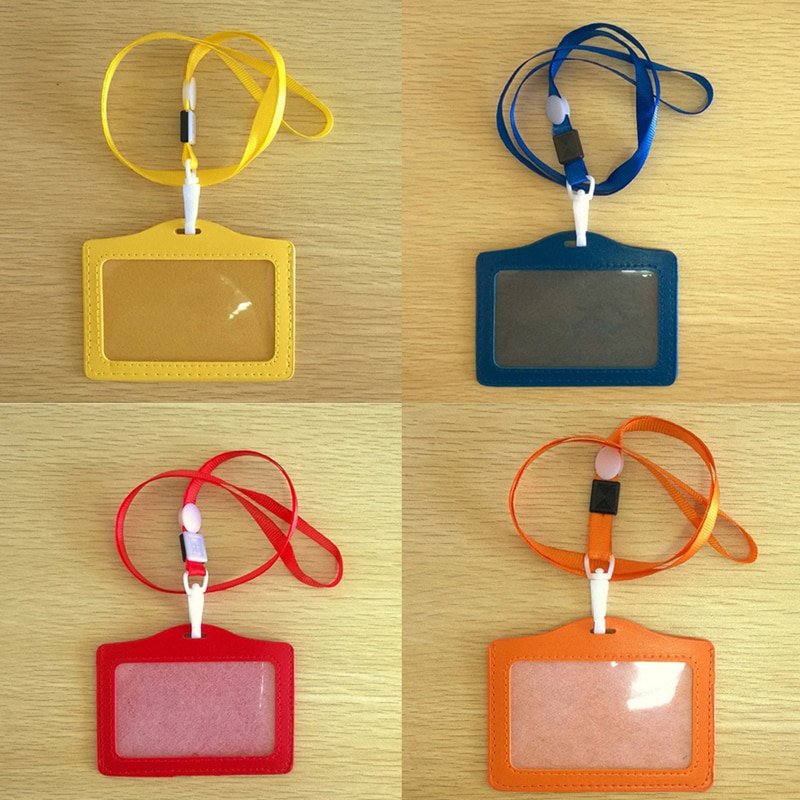 20 pièces sangle de cou lanière fronde ID porte-badge PU porte-cartes de visite certificat Style Horizontal avec lanière école bureau outils