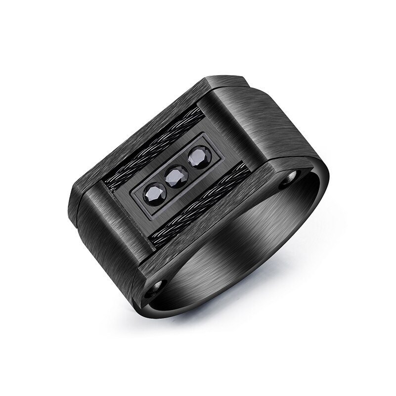 Ringer mann retro svart rustfritt stål herre finger ring mannlig vennskap smykker 11mm bred bryllup band