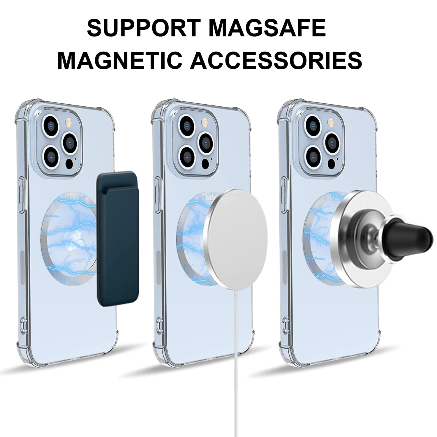 Magnetische Draadloze Autolader Metalen Ringen Sticker Voor Magsafe Draadloze Oplader Auto Mount Telefoon Houder Voor Iphone 13 12 11Pro max