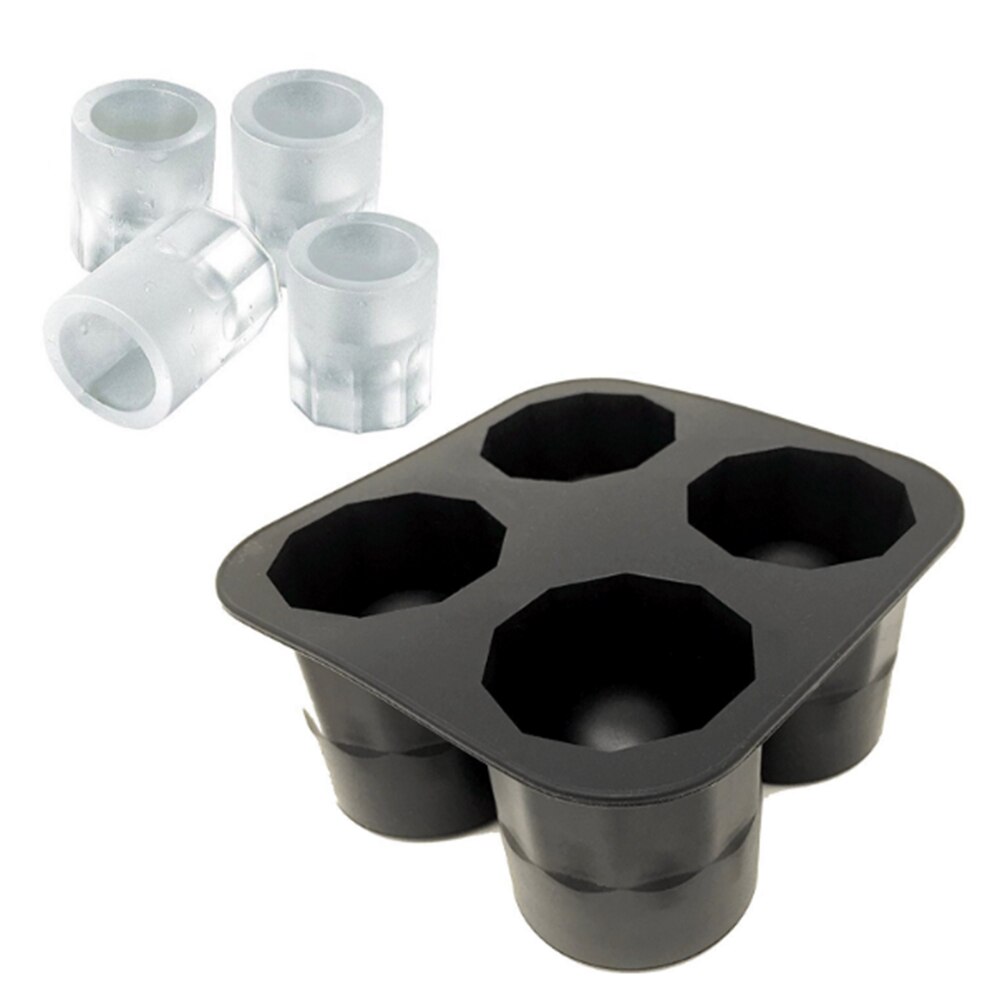 Einfrieren Schimmel Bar Bär Werkzeug cool 4 Tasse bilden Gummi Schützen Eiswürfel Schuss Glas Heiße Neue Bar Party Trinken Eis Tablett Coole bilden Eis: Schwarz