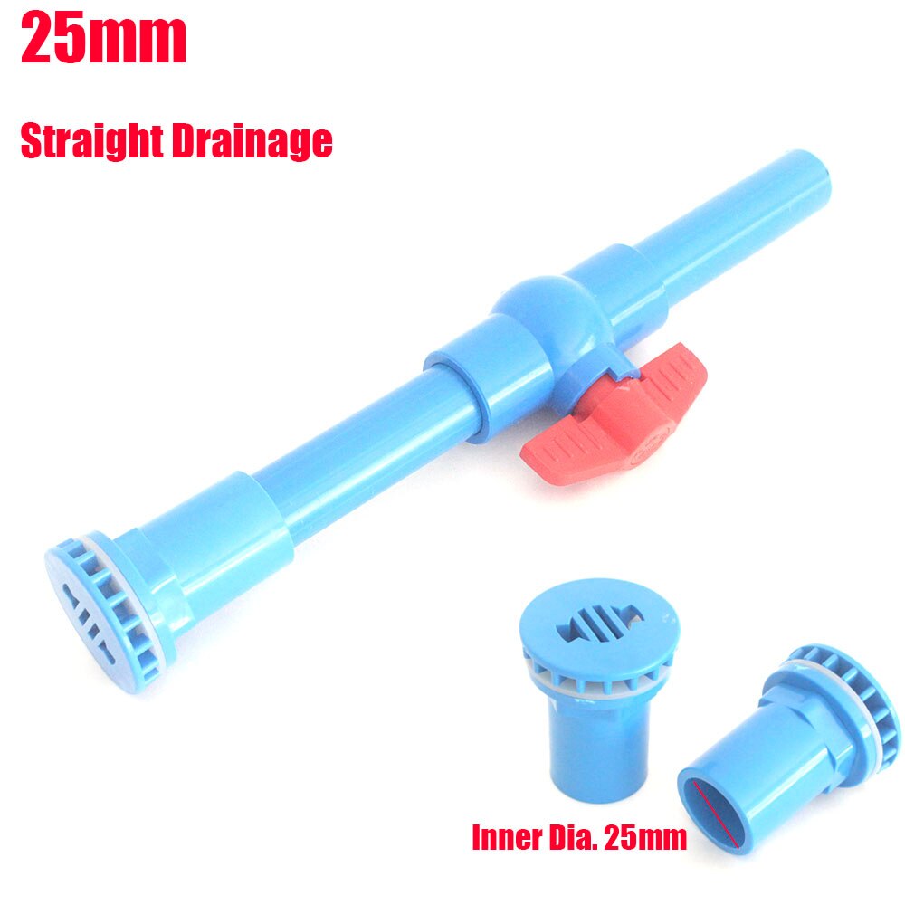 NuoNuoWell Aquarium Water Tank Drain Kit BulkHead Adapter Marine Pipe Fitting PVC Drain Connector With Valve: ID 25MM Straight A