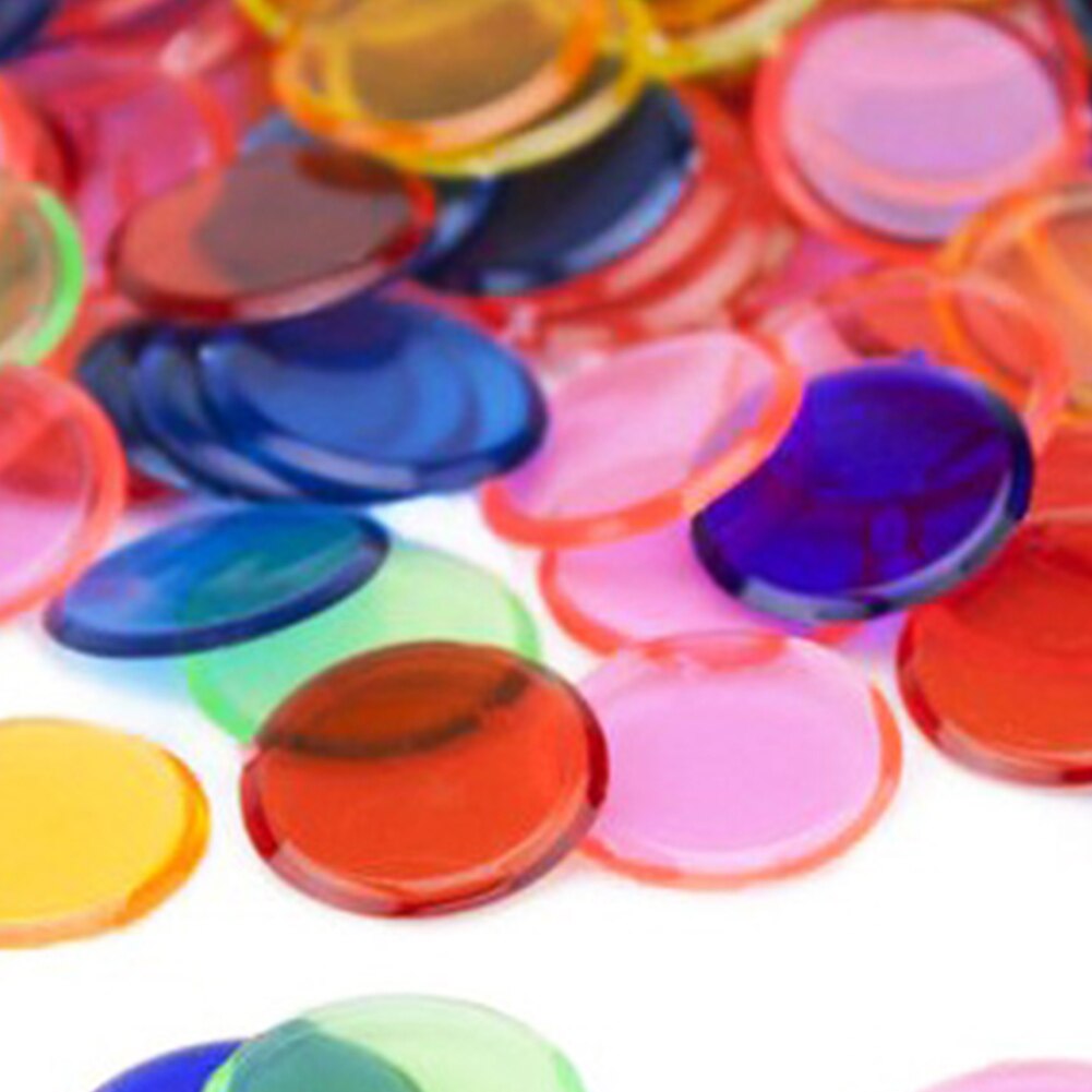 100 stk bingo chips gennemsigtig farve tælle matematik spil tællere markører poker chips undervisning tilbehør familie klub spil legetøj