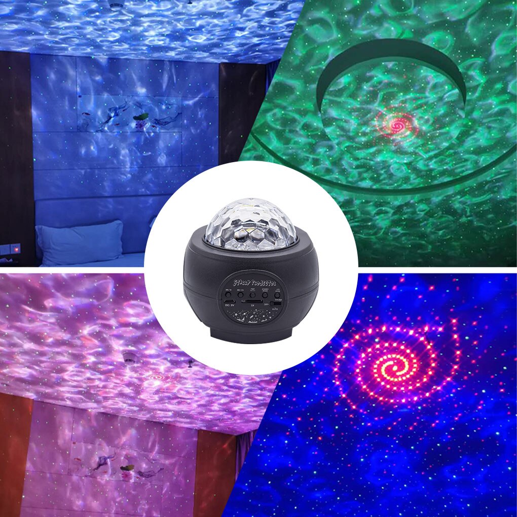 LED Galaxy Projector Ocean Wave LED Night Light Music Player Remote Star Rotating Night Light Luminaria For Kid Bedroom Lamp