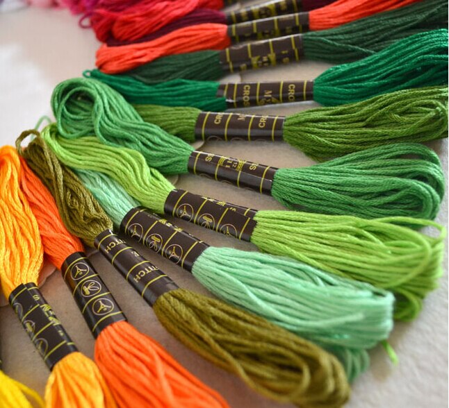 24pcs/50Pcs/100Pcs Solid Color Cross Stitch Cotton Embroidery Thread Pastel Floss Sewing Skeins Craft Diy