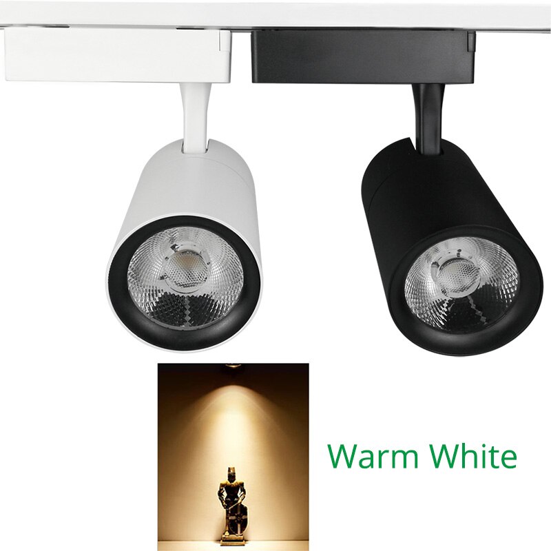 Track Light Rail Spot 30W Kleding Schoen Winkel Showrooms Mall Tentoonstelling Plafond LED Spoor Lamp Spots COB Winkel Verlichting: Warm White / Black