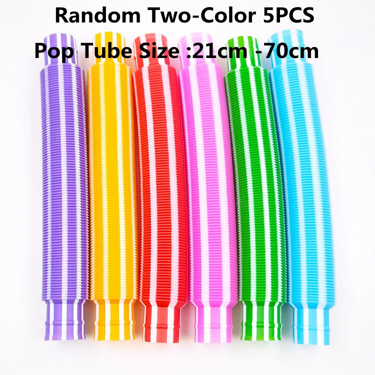 5 pezzi di plastica colorata Pop Tube Coil creativo magico giocattolo cerchio giocattoli divertenti sviluppo precoce educativo giocattolo pieghevole: Two-Color 5PCS