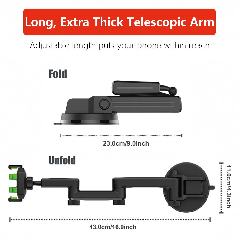 Universal Truck Cellphone Mount Mobile Phone Holder Stand Adjustable Long Arm Windshield Mobile Phone Mount for iPhone Xiaomi