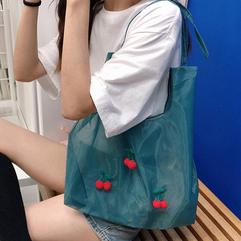 organza håndvesker broderi skulderveske jente vesker veske kvinner tote studentveske koreansk preppy