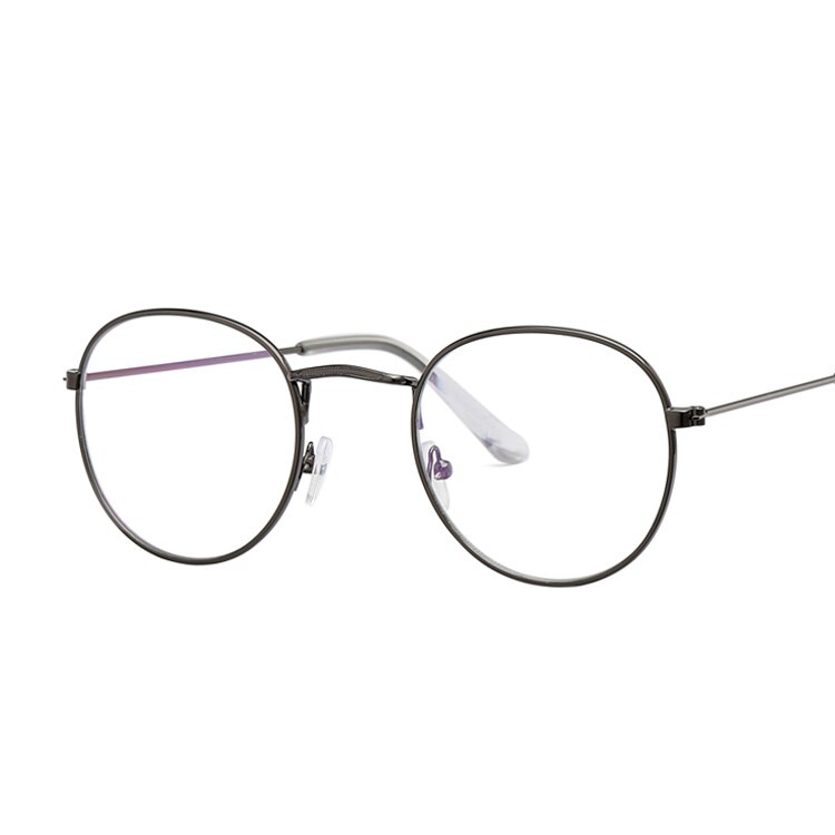 Billige små runde nørdebriller klar linse unisex guld runde metalramme ovale briller ramme optiske kvinder sort uv: Pistol
