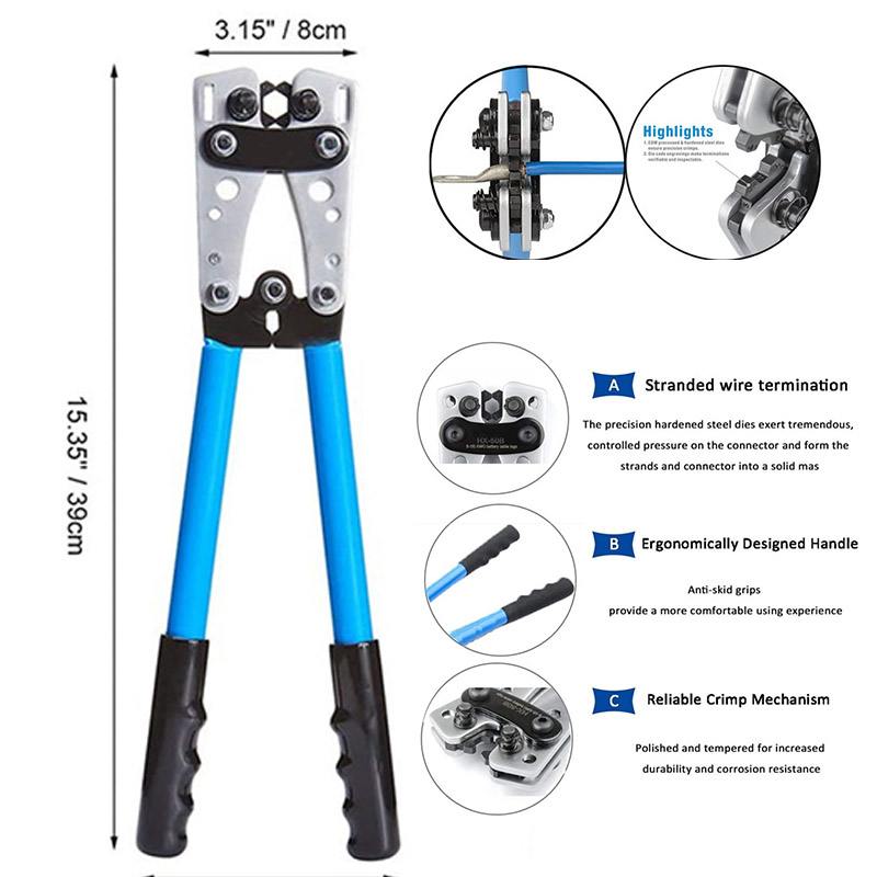 Surtido de 60 uds de Terminal de anillo de cobre para coche, conector de engarzado de Cable desnudo, terminales de batería, Kit de conectores soldados HX-50B