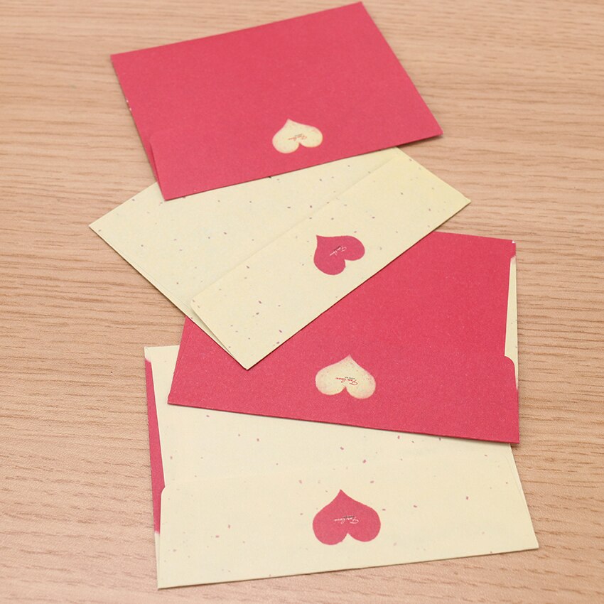 Sobres pequeños de estilo occidental, sobres pequeños de estilo Kawaii con corazón de amor, Mini sobres bonitos para ventana, papelería de dibujos animados, 10 Uds.