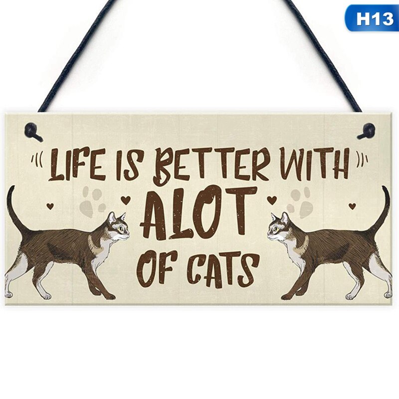 Trä vänskap katt husdjur tag graverad katt livet är bättre med katt tag inspirerande husdjur taggar för kattälskare: H13