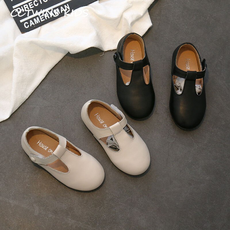 Kids Beige Platte Schoenen Lente Kinderen Pu Lederen Mary Jane Baby Partij Schoenen Meisjes Mode Prinses Schoenen GM2528