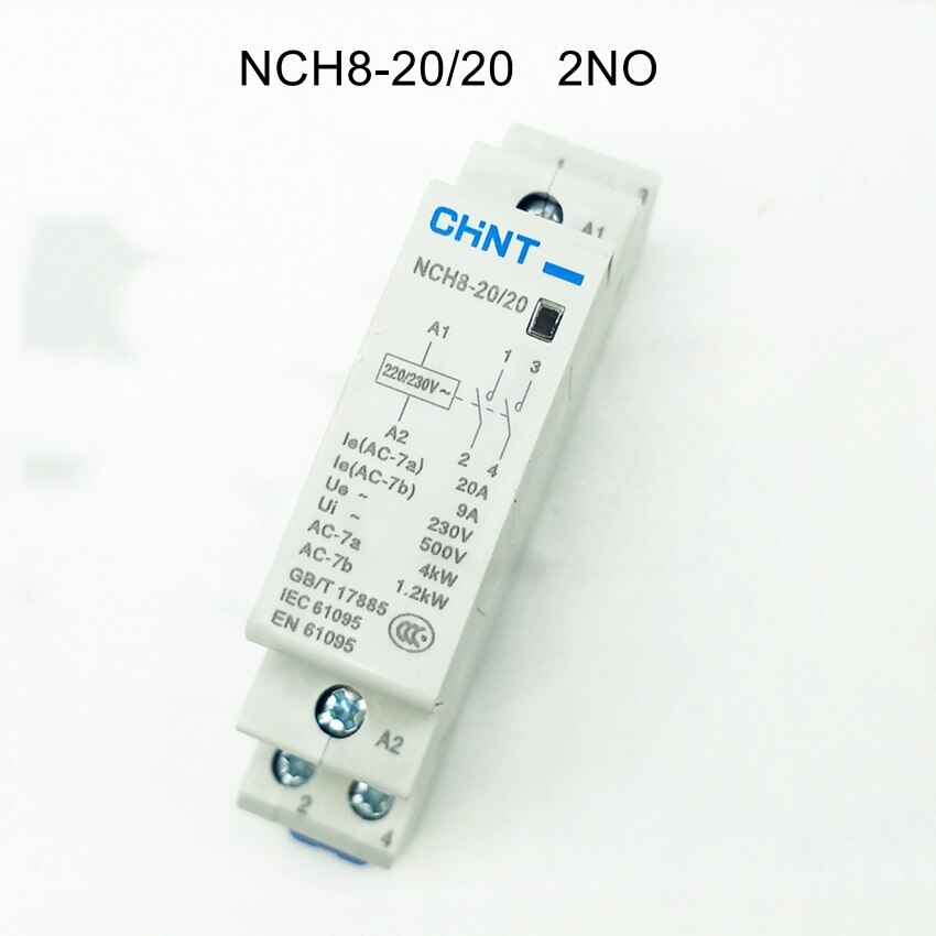 1PCS CHINT Household Single-phase Communication Contactor 230V Modular AC Contactor NCH8-20/20 2NO NCH8-20/11 1NC+1NO 2P 20A