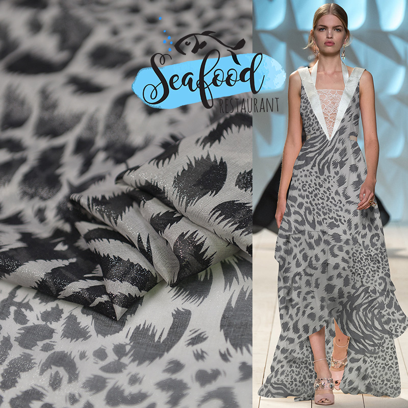 19 Spring&Summer Leopard Print Print 100% Silk organza Fabric For Women Dress 140cm wide 8Momme cloth DIY Sewing