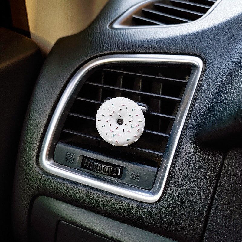 Mini Donuts, modèle de voiture, désodorisant d&#39;air, Simulation de Donuts, accessoires de voiture mignons, Clip d&#39;aromathérapie d&#39;intérieur pour femme: WHITE