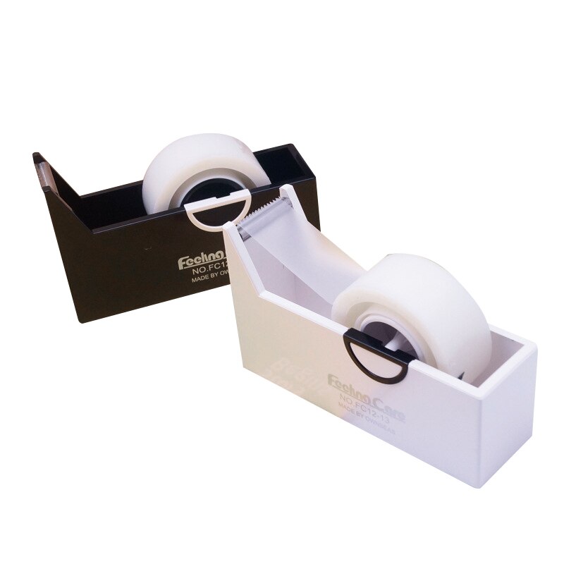 Square Plastic Tape Seat Tape Holder Office Tape Dispenser Desktop With Tape Cutter Supplies For School Home Office