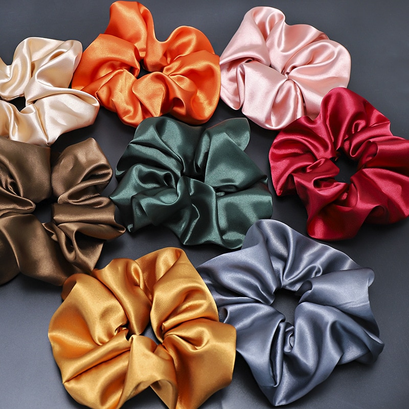 fast silke sateng hår scrunchie pakke kvinner jenter elastiske hårbånd tilbehør gumki gjøre wlosow