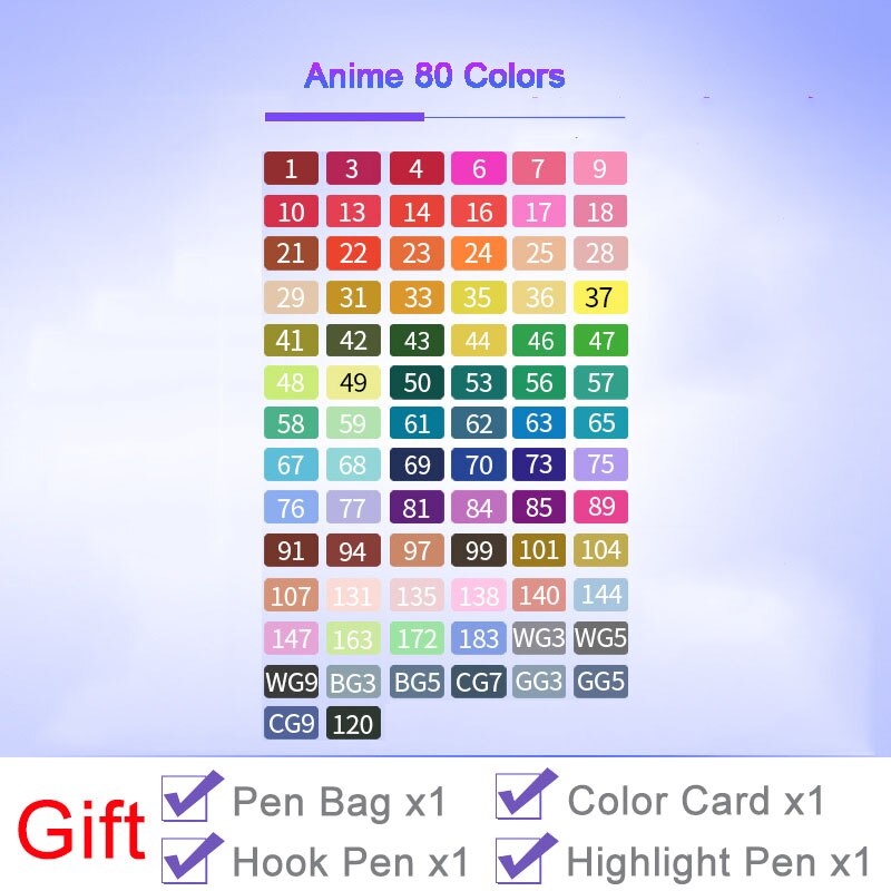 Touch Markers 30/40/60/80 Color Sketch Art Marker Pen Double Tips Alcoholic Pens For Artist Manga Markers Art Supplies School: Anime 80 Colors