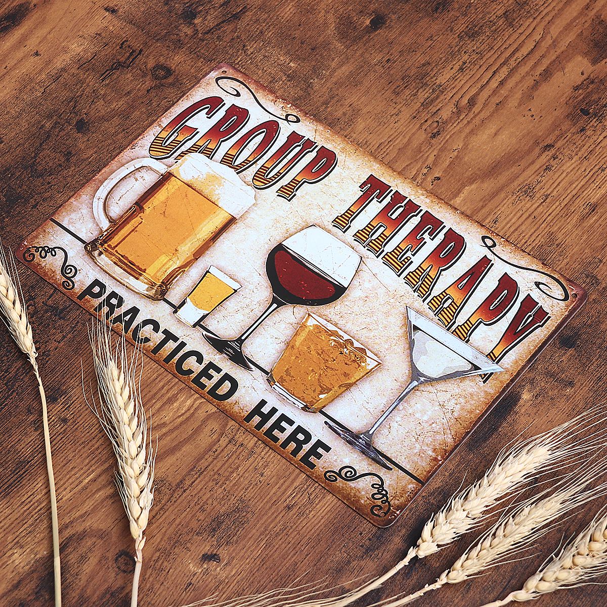 Nuolux "Groep Therapie Beoefend Hier" Vintage Metalen Emaille Muur Teken Plaque Poster Voor Cafe Bar Pub Beer