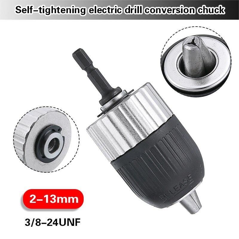 1pc Universal Quick Change Keyless Chuck 2-13mm Self-locking Keyless Electric Drill Chuck for Impact Wrench Drill Holder