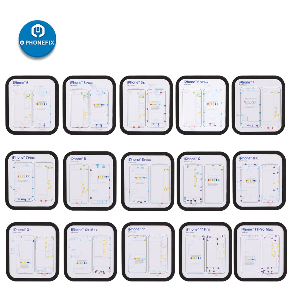 PHONEFIX Magnetic Screw Chart Mat Repair Guide Pad For iPhone 6 6 Plus 6s 7 7 Plus 8 8 Plus X Plus X Xs Xs Max XR