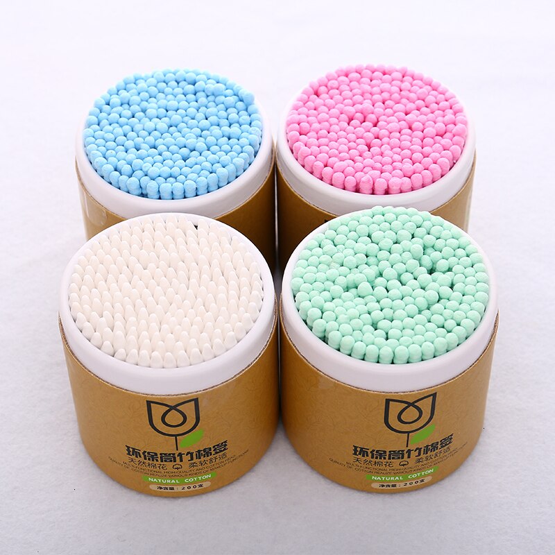200 teile/schachtel Bambus Baumwolle Tupfer Holz Sticks Weiche Baumwolle Knospen reinigung von ohren Tampons Microbrush Cotonete pampons gesundheit schönheit