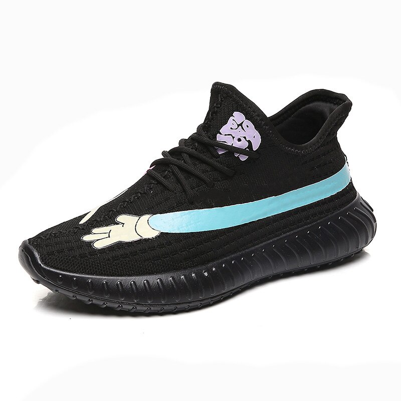 Summer Men Sneakers Breathable Men Shoes Slip On Sneakers For Men Cheap Men Loafers Shoes Without Laces: Black / 7