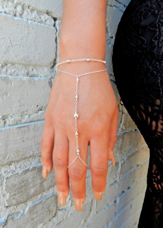 Gouden Hand Chain, Hand Sieraden, Slave Armband, Boho Vinger Armband, Ring Ketting Hechten Armband, vriendschap Armband: Silver--0122