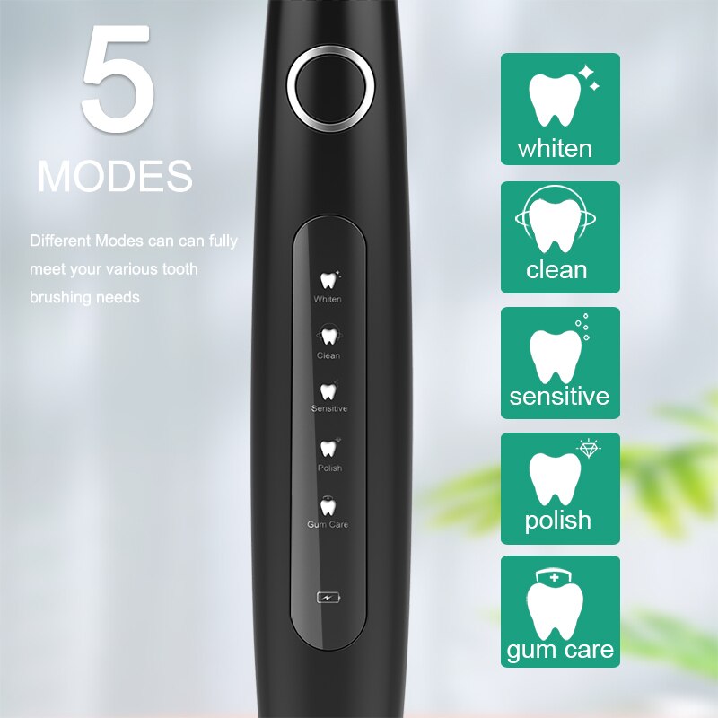 Sonic Electric Toothbrush Rechargeable Waterproof Toothbrush 11 Heads 5 Modes Protect Teeth
