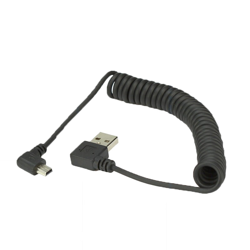 90 Graden Usb Mini Usb Kabel Haaks Usb A Male Naar Mini Usb Haaks Mannelijke Lente Intrekbare Kabel sync Data Cabo 1M