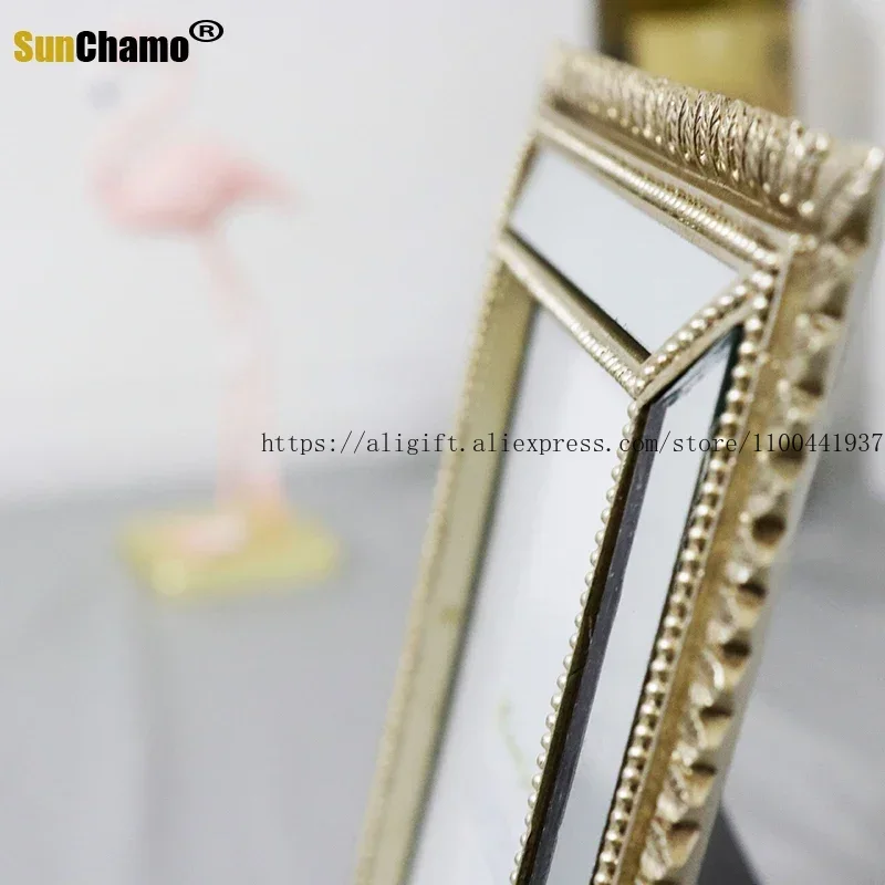 Spiegelglas fotolijst 6-inch platform Vintage gesneden klavertje vier Platform High-end prachtige fotolijst woondecoratie