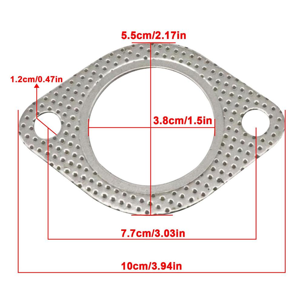 Exhaust Gasket - 10.8x6.3cm - Stainless Steel - High Temp Sealing Pad Replacement for Muffler: Red