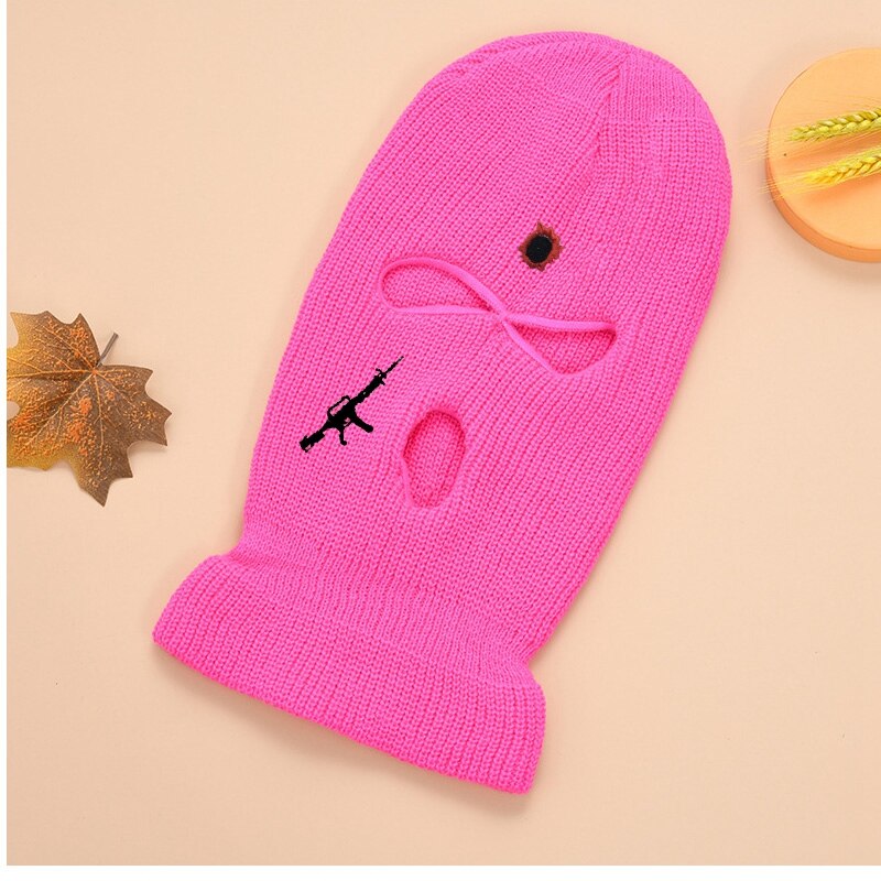Vrouwen Winter Bivakmuts Knit Hoed Bullet Gat Borduren Mutsen Party Halloween Vrouwen Ski Gezicht Hip Hop Winter Hoeden Masker: 05