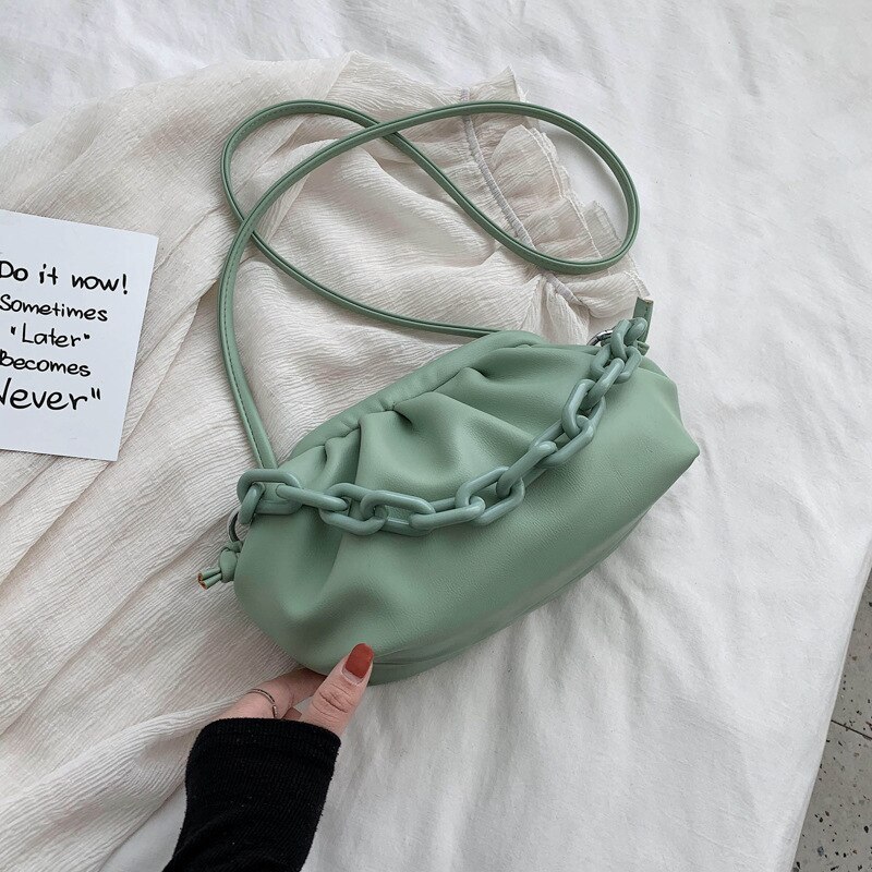 Candy Kleur Pu Lederen Schoudertas Messenger Bags Voor Vrouwen Kleine Crossbody Tas Reizen Keten Tas Handtassen En Portemonnees: Small green