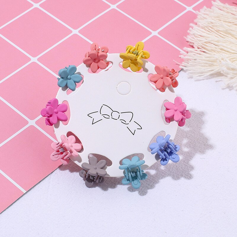 10PCS/Set Girls Cartoon Colorful Flower Mini Hair Claws Kids Sweet Hairpins Children Hair Accessories Cute Hair Clip: B6-1.5cm
