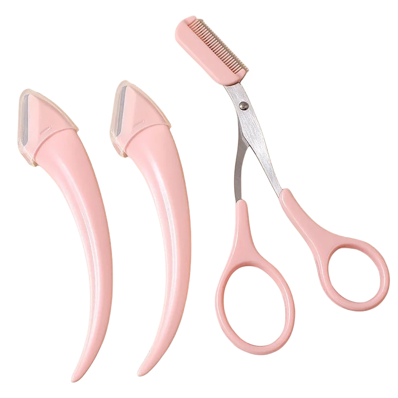Augenbrauen-Trimm messer Augenbrauen-Gesichts rasierer für Frauen Profession elle Augenbrauen schere mit Kamm-Brauenschneider-Schaber accesso: Rot