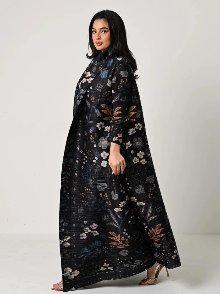 Arabisk tøj kvinde luksus afslappet hijab cardigan fuld længde langærmet frakke kvinder muslimsk plisseret dubai åben abaya eid aften: Cyan