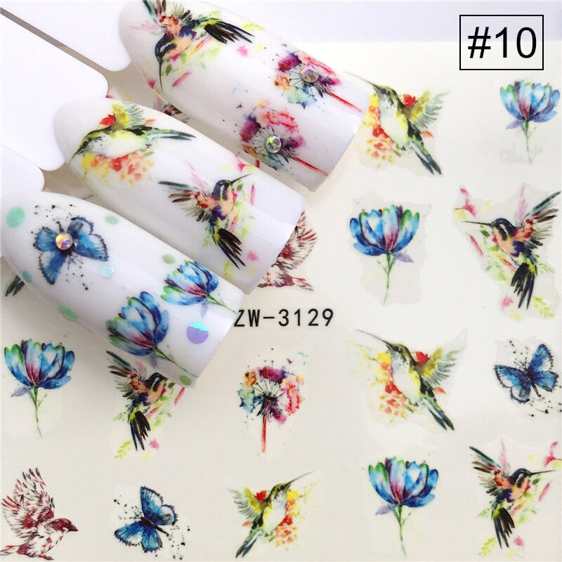 Nail Water Decals Dieren Bloem Gemengde Patroon Kleurrijke Nail Transfer Decals Stickers Nail Art Diy Decoratie