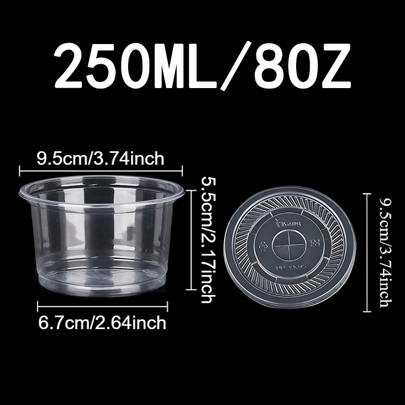 50 stk. engangs plastkopper gjennomsiktige dessertkopper boller med kuppel-/flat lokk fruktjuice kaffe iskrem kakebeholder: Sølv