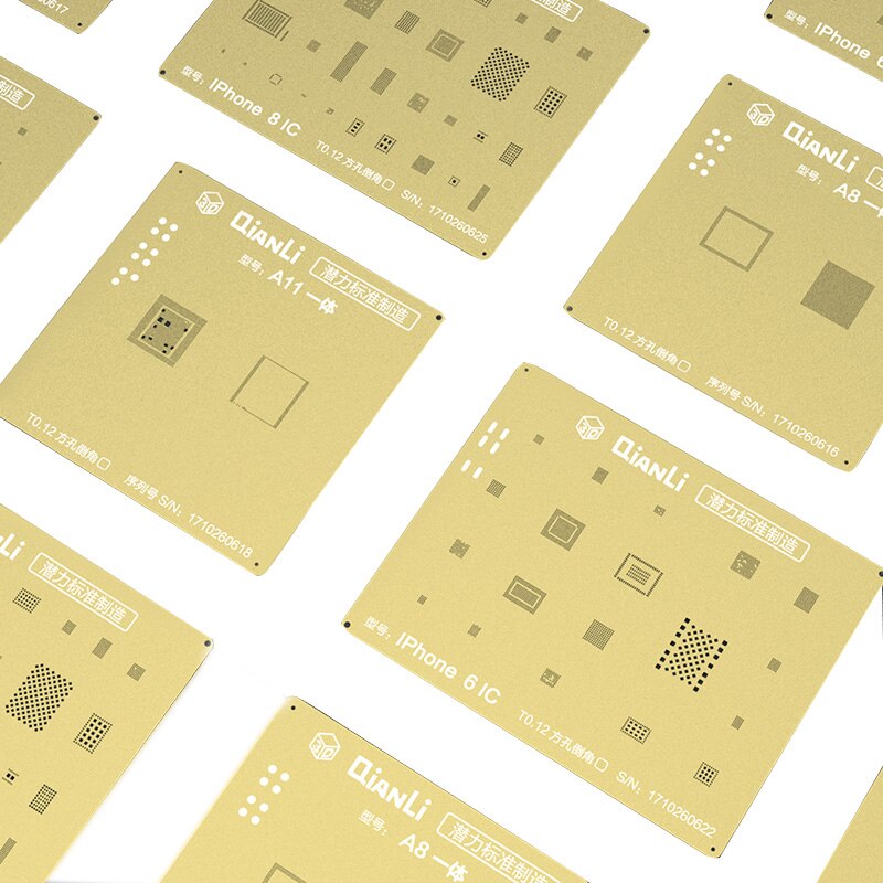 Qianli Toolplus 3D Gold Bga Stencil Ic Tin Netwerk Planten Mesh Voor Telefoon 6 Naar Iphone 8P Ic Cpu reparatie