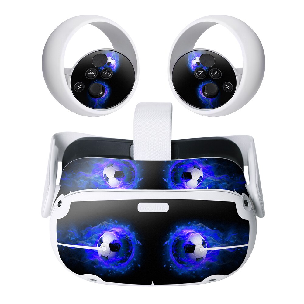 Pegatina de piel para auriculares Oculus Quest 2 VR, calcomanías de PVC protectoras de dibujos animados de realidad Virtual para Quest 2, accesorios de controlador: Football