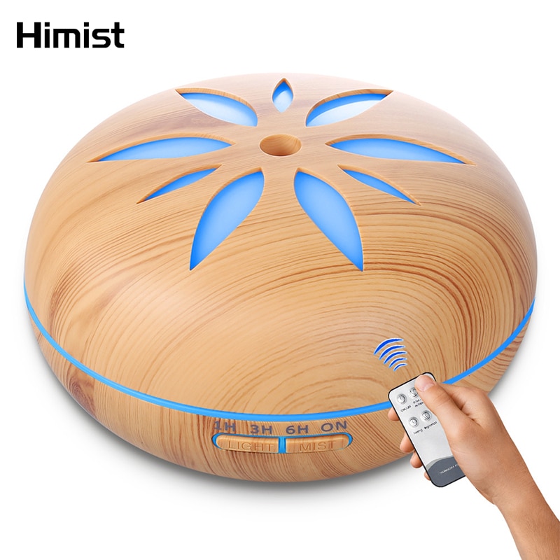 Essentiële Olie Diffuser Ultrasone Luchtbevochtiger Met Afstandsbediening Hout Aromatherapie Diffuser Led Licht Voor Thuis Umidificador